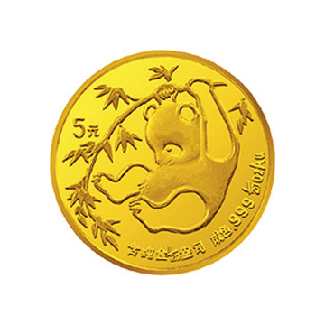1985版熊猫金银铜纪念章1/20盎司圆形金质纪念章